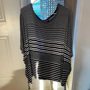 Black and white striped poncho style shirt by Croft andBarrow
